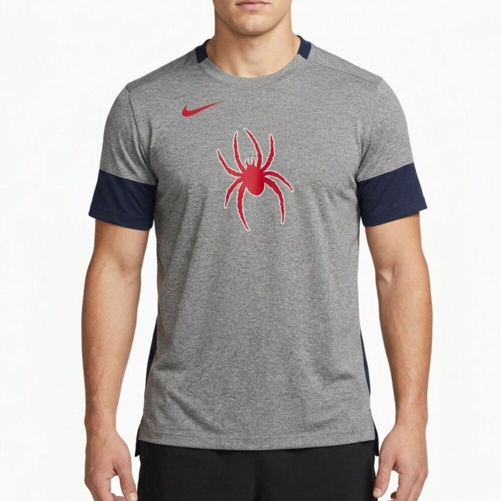 Nike Spider T-Shirt Mens Large Gray Navy Athletic Performance Tee